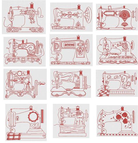 Vintage Sewing Machines Redwork Redwork Machine Embroidery Designs