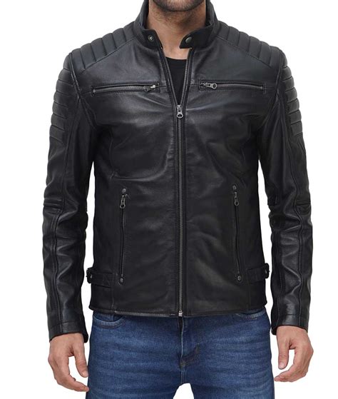 Black Real Leather Jacket Slim Fit Jacket Mens