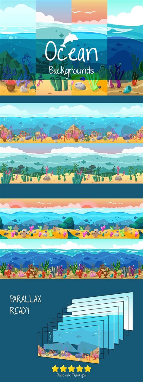 Here Is A Quality Set Of Ocean 2d Game Backgrounds Art Illustrations