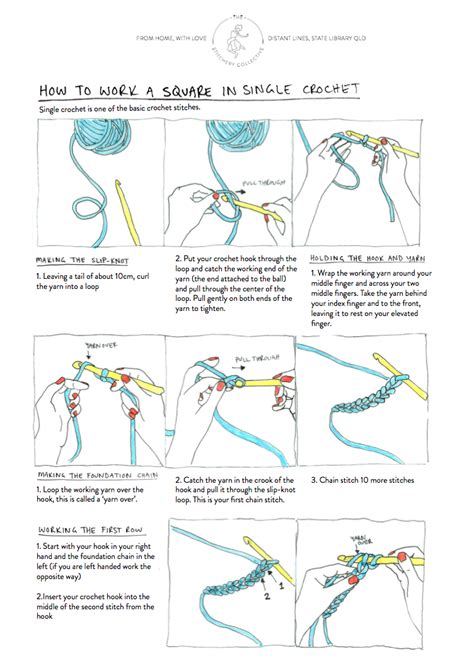Printable How To Crochet Step By Step Place The Ball End Of The Yarn In