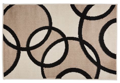 Contemporary Abstract Circles Area Rug 2 X 3 Beige