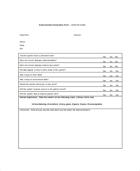 Free Sample General Evaluation Templates In Ms Word Pdf Hot Sex Picture