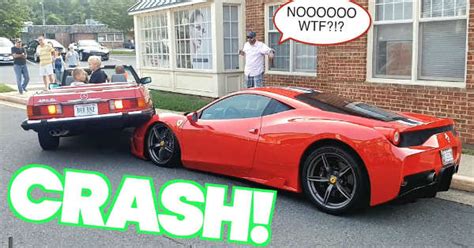 Parallel Parking Fail Woman Wrecks A Ferrari Speciale With Her Mercedes