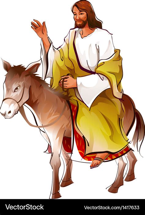 Side View Of Jesus Christ Sitting On Donkey Vector Image