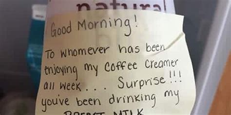 After Co Workers Used Her Coffee Creamer This Woman Told Them It Was