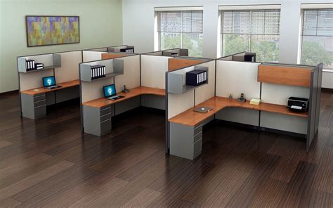L Shape Cubicle Desk Workstation Storage Echo Rsi Systems Furniture