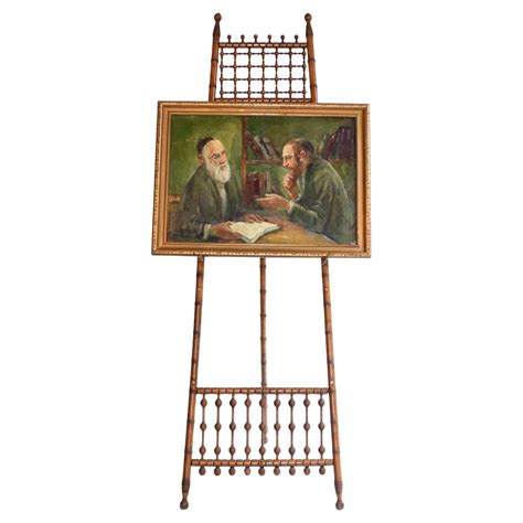 Oil Painting Jew And Rabbi Portrait Antique Yiddish Judaic Art 1930 For