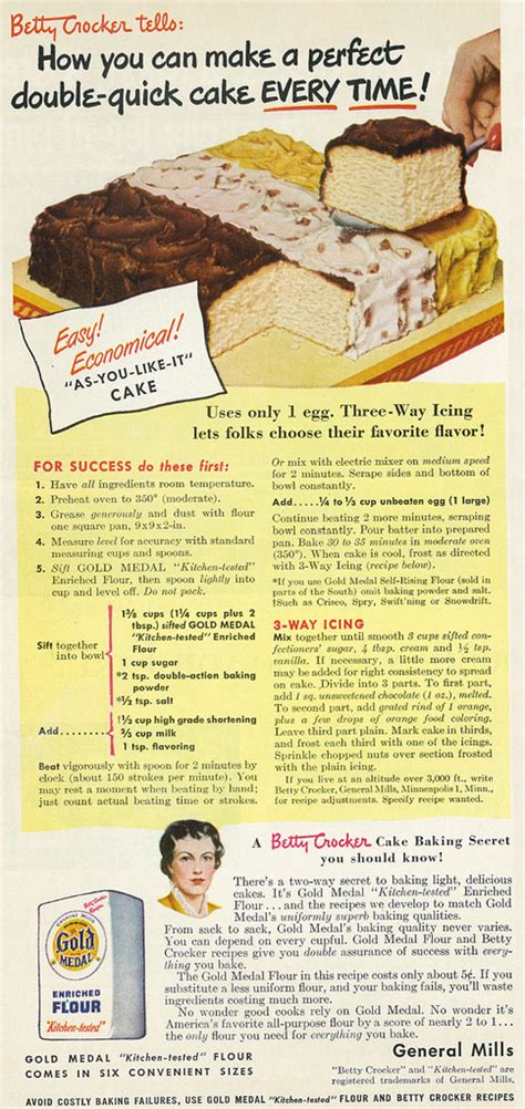 Vintage Betty Crocker Perfect Vintage Cake Recipe