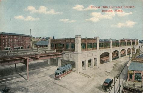 Forest Hills Elevated Station Boston Ma Postcard