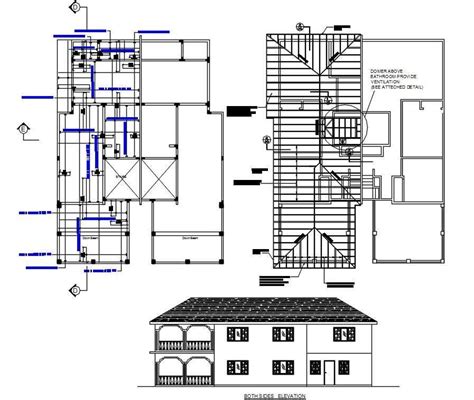 Joint House Plan With Truss Span Roof Structure Dwg File Cadbull Bhk