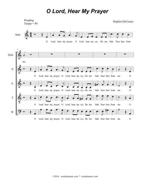 O Lord Hear My Prayer Free Music Sheet