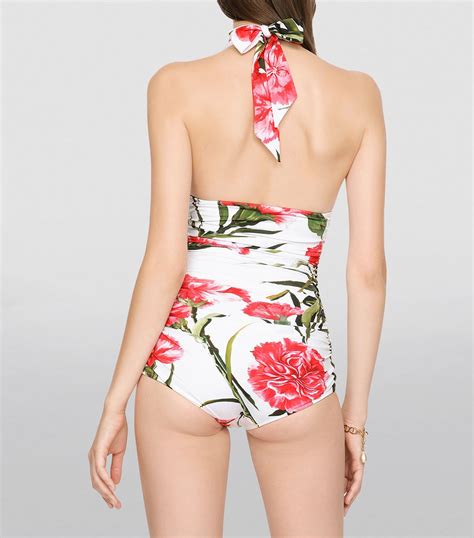 Dolce Gabbana Multi Halterneck Floral Swimsuit Harrods UK