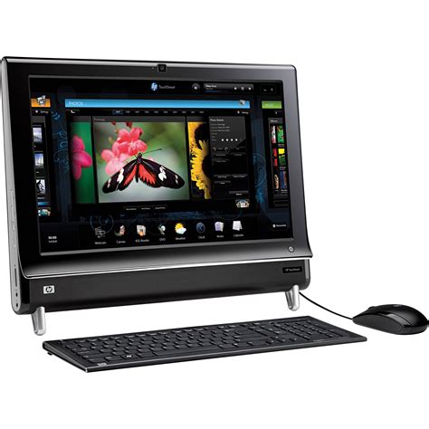 Clean minimal wires, pc and monitor all in one desktop computer. HP TouchSmart 600-1120 23" All-in-One Desktop BK139AA#ABA