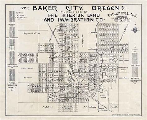 1890 Map Of Baker City Oregon Etsy