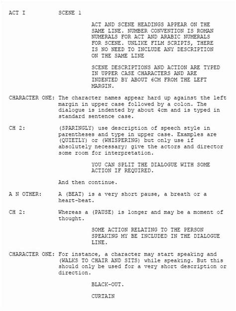 Stage Play Format Template Stcharleschill Template