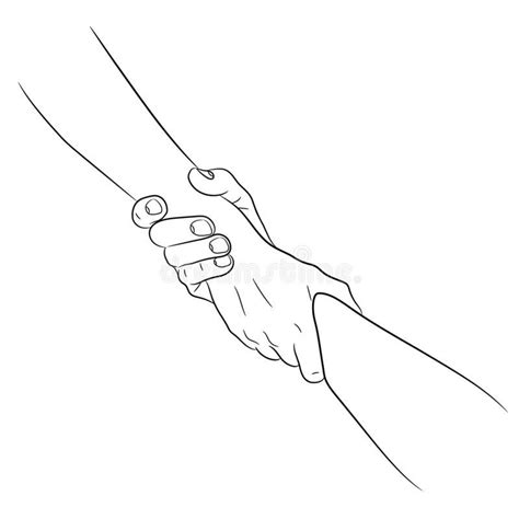 Two Hands Taking Each Other Helping Hand Concept Pull Drag From The
