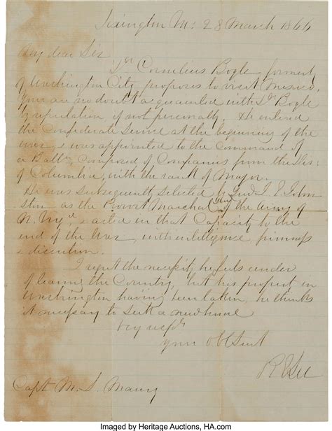 Robert E Lee Autograph Letter Signed Autographs Military Lot