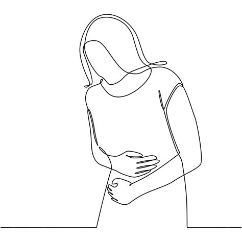 Premium Vector Continuous Line Drawing Of Young Woman Suffering From