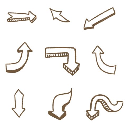Hand Drawn Arrows Png Transparent Set Of Cute Brown Hand Drawn Arrows