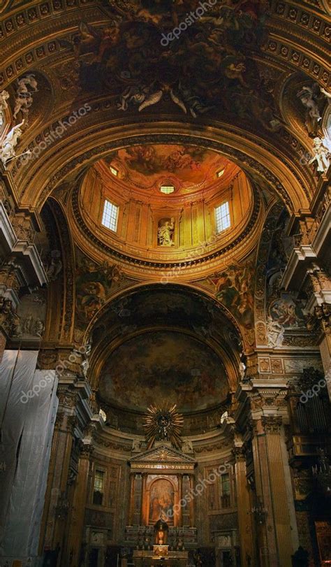 Gesu Jesuit Church Inside Golden Dome Rome Italy — Stock Photo