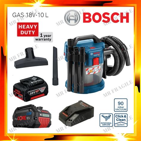 Bosch Heavy Duty Gas 18v 10l Cordless Dust Extractor Mobile Vacuum