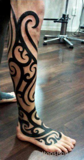 Black Maori Tribal Tattoo On Leg Tattoo Designs Tattoo Pictures