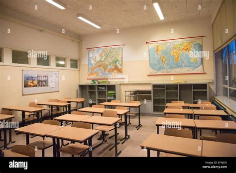 Empty Geography Classroom At School In Holland Stock Photo Alamy
