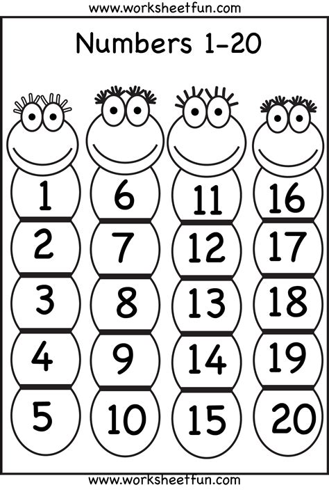 Number Chart 1 20 Free Printable Worksheets Worksheetfun