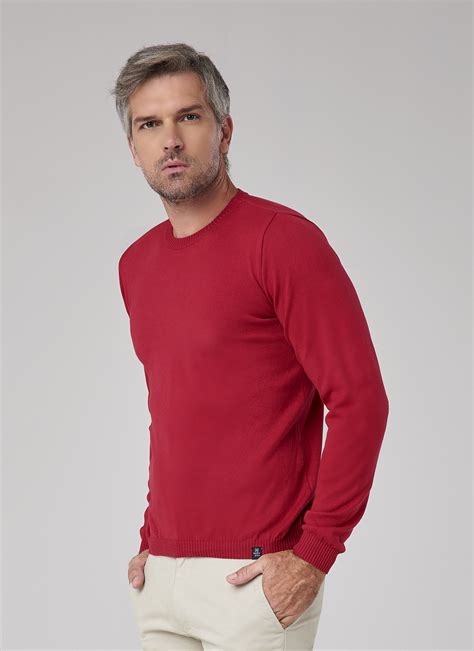 Suéter Masculino Decote Redondo Vermelho