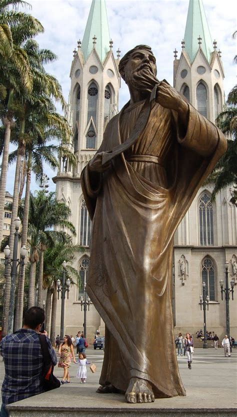 Estátua Do Apóstolo Paulo Praça Da Sé São Paulo Brasil São Paulo