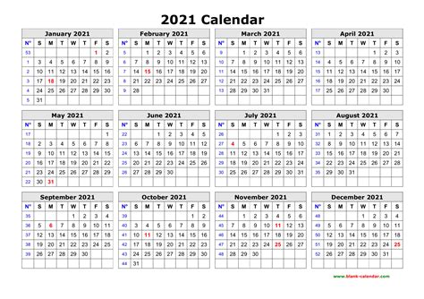 2021 Calendars To Print Calendar Printable Free