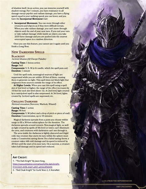 The Oath Of Shadows Paladin — Dnd Unleashed A Homebrew Expansion For