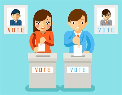 Diseño De Voto De Elecciones De Dibujos Animados Vector Premium