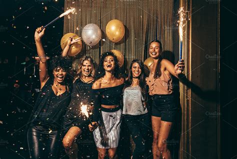 Group Of Women Having Party Containing Beautiful Celebration And Club New Year Photoshoot