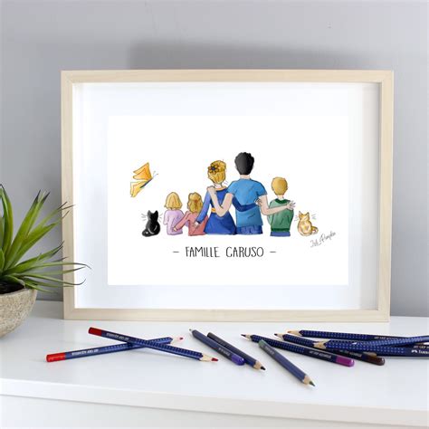 Portrait De Famille Dessin Famille Portrait Personnalisé Etsy