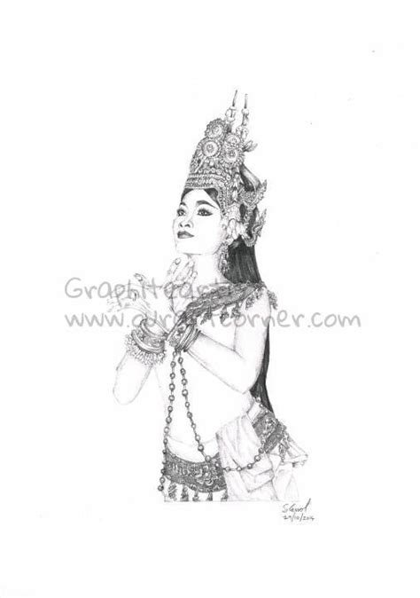 Drawing Cambodian Apsara Dancer By Graphiteartist Ourartcorner