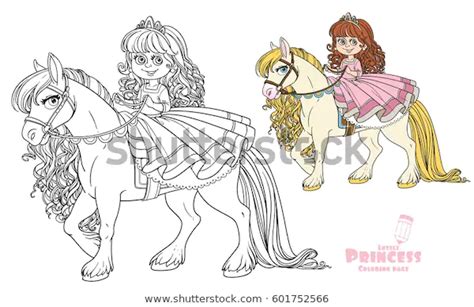 Cute Little Princess Riding On White Stock Vector Royalty White