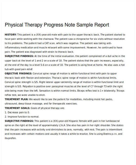 Physical Therapy Progress Report