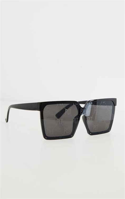Plt Black Skinny Frame Oversized Square Sunglasses Prettylittlething Qa