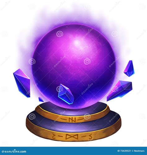 Magical Crystal Sphere Vector Illustration In Engraving Style Vintage