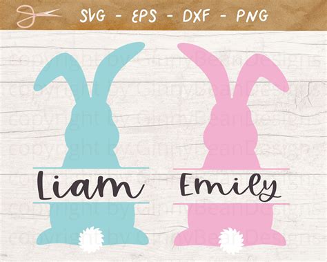 Bunny Monogram Svg Bunny Name Frame Svg Easter Monogram Svg Split