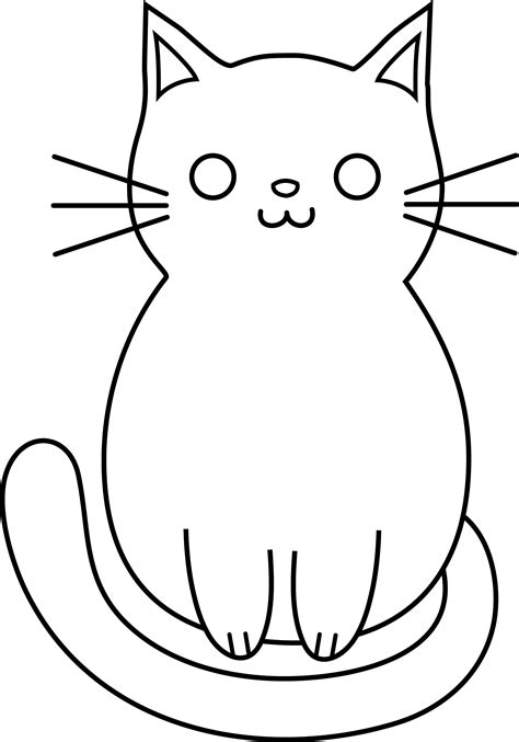 Cute Cat Line Art Free Clip Art