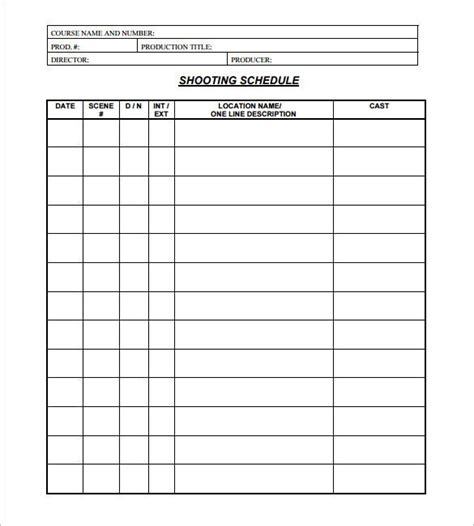 11 Film Shooting Schedule Templates Pdf Doc Free And Premium Templates