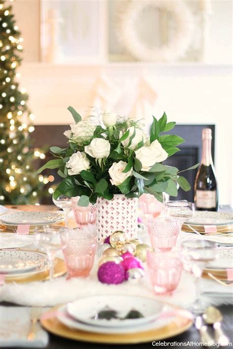 White And Pink Christmas Table Setting Celebrations At Home
