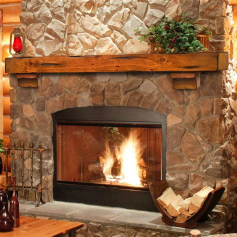 Breckenridge 60 Inch Wood Fireplace Mantel Shelf Rustic Fireplace