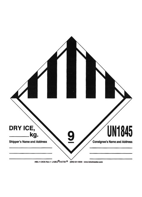 The size and weight limit of the sticker are not defined. dry ice label | Cleveland Clinic Laboratories
