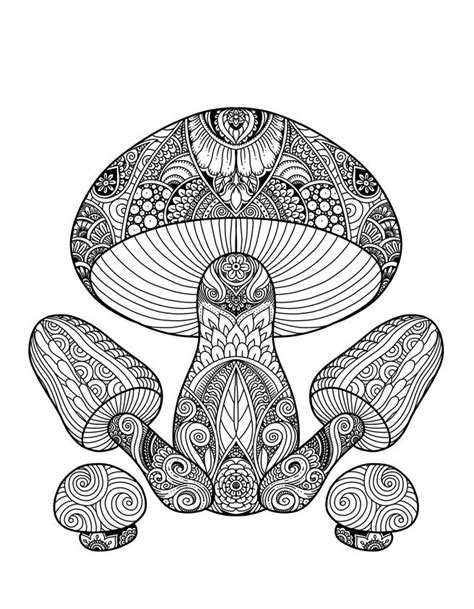 Mushrooms Doodle Art Adult Coloring Page Mandala Coloring Pages