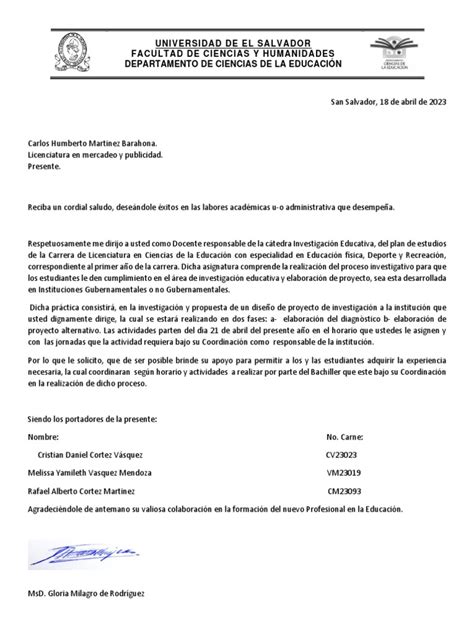 Carta De Investigacion Pdf
