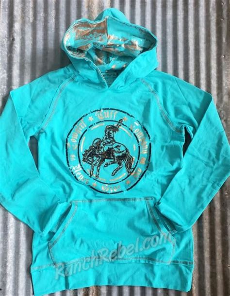 Cowgirl Tuff Turquoise And Copper Cowgirl Bronc Hoodie 2426 Cowgirl