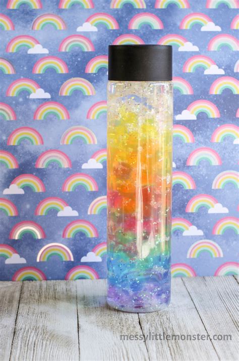 Rainbow Water Bead Sensory Bottle Messy Little Monster